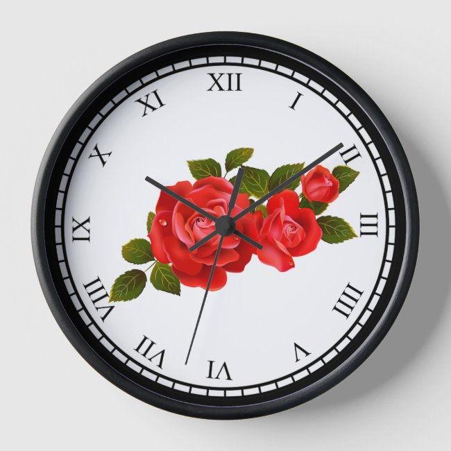 Bouquet of Red Roses Wall Clock