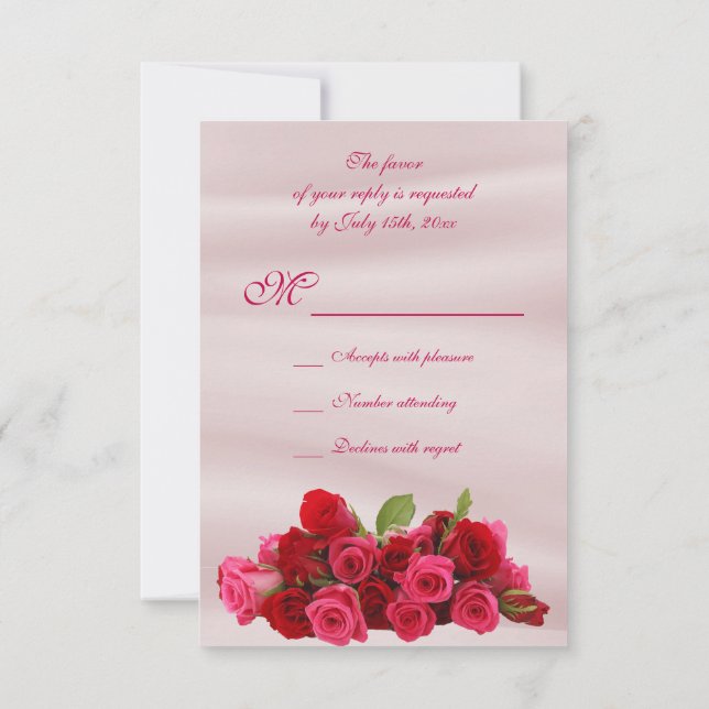 Bouquet Of Romantic Red Roses Birthday  RSVP Card (Back)