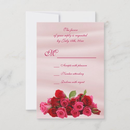Bouquet Of Romantic Red Roses Birthday  RSVP Card