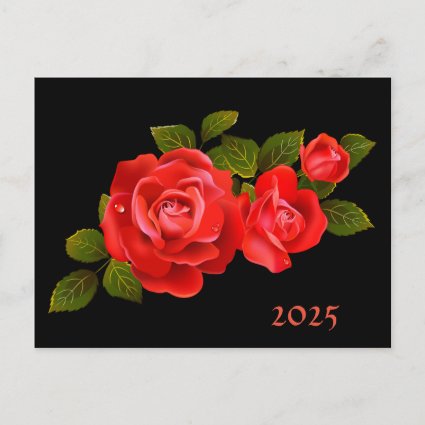 Bouquet of Roses 2025 Calendar on Back Postcard