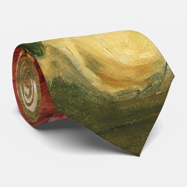 Bouquet of Roses by Renoir Impresist Painting Neck Tie (Rolled)