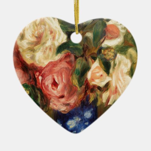 Bouquet of Roses by Renoir Impressionist Painting Ceramic Ornament