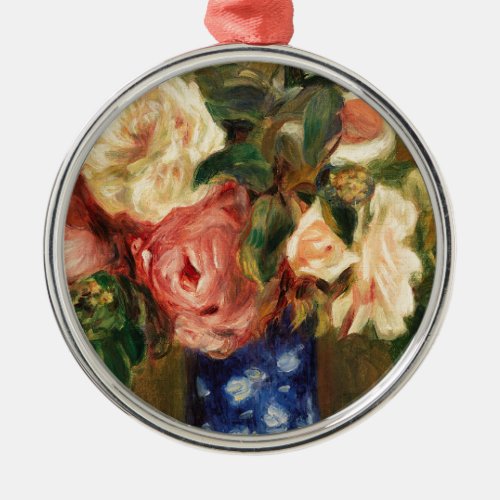 Bouquet of Roses by Renoir Impressionist Painting Metal Ornament
