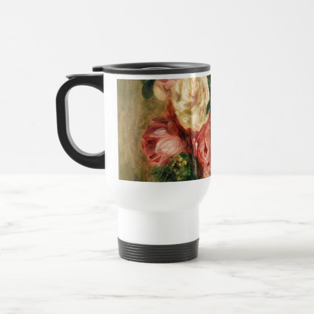 Bouquet of Roses by Renoir Impressionist Painting Travel Mug (Left)