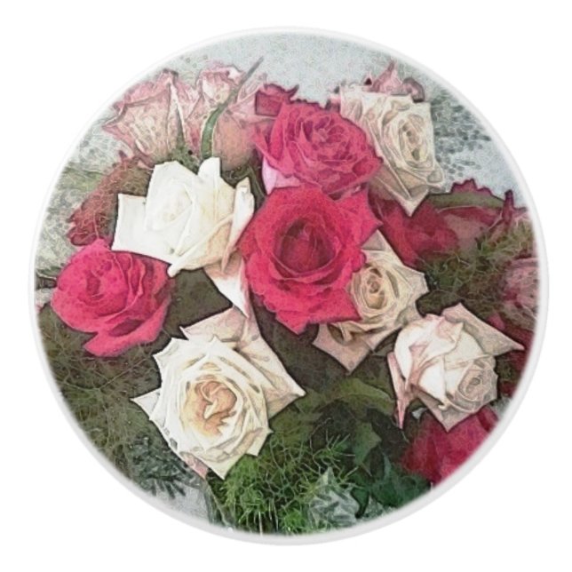 Bouquet Of Roses Ceramic Knob (Front)