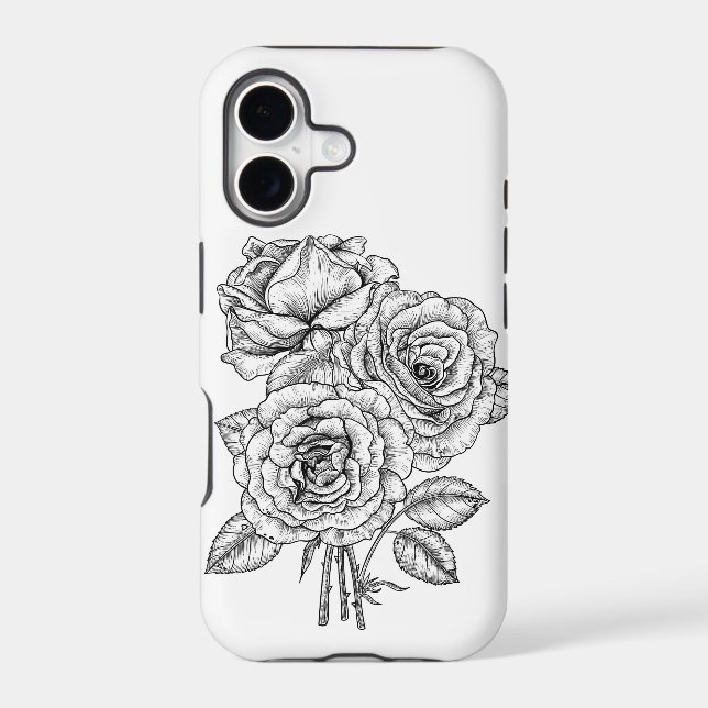 Bouquet of roses in black and white Case-Mate iPhone case (Back)