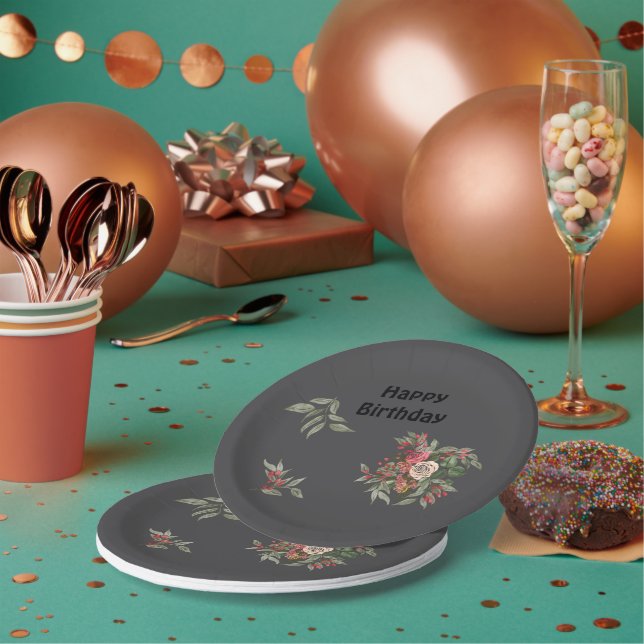 Bouquet of roses  paper plates (Multi)