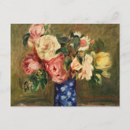 Bouquet of Roses Renoir Impressionist Art Painting Postcard