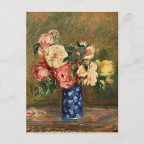 Bouquet of Roses Renoir Impressionist Art Painting Postcard
