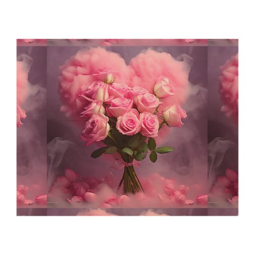 Bouquet of roses  wood wall art