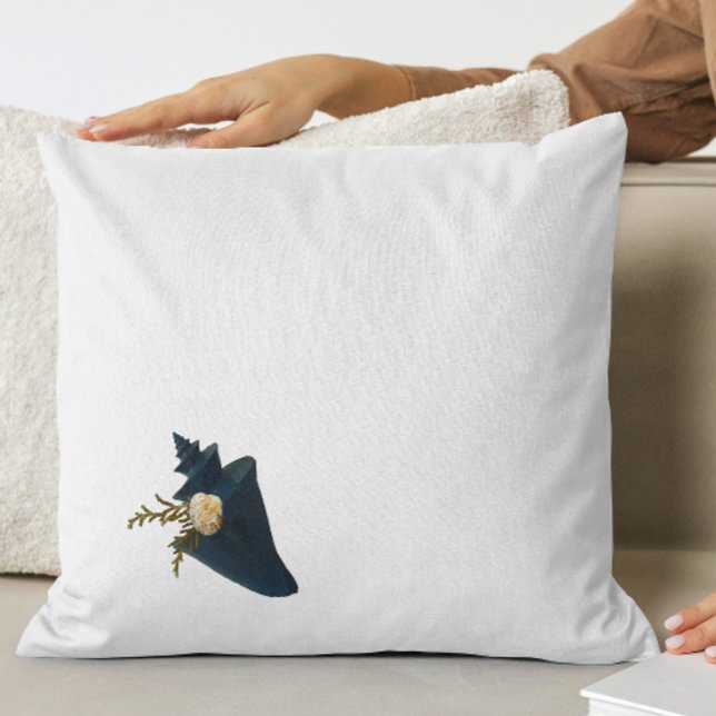 Bouquet of Seashells Coastal Blue & White Elegant  Throw Pillow (Creator Uploaded)
