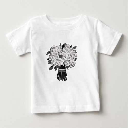 Bouquet of Skull Roses Black  White Gothic Baby T_Shirt