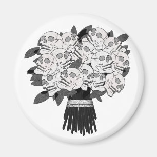 Bouquet of Skull Roses Black & White Gothic Magnet