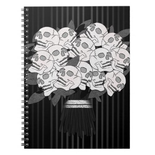 Bouquet of Skull Roses Black  White Gothic Party Notebook