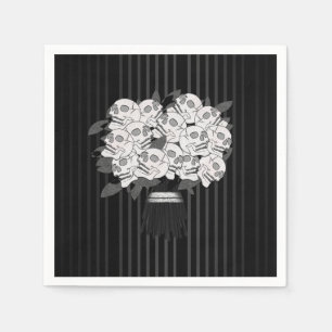 Bouquet of Skull Roses Black & White Napkins