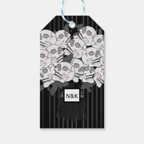 Bouquet of Skull Roses Black  White Party Favor Gift Tags