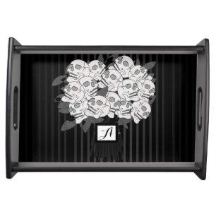 Bouquet of Skull Roses Black & White Party Serving Tray