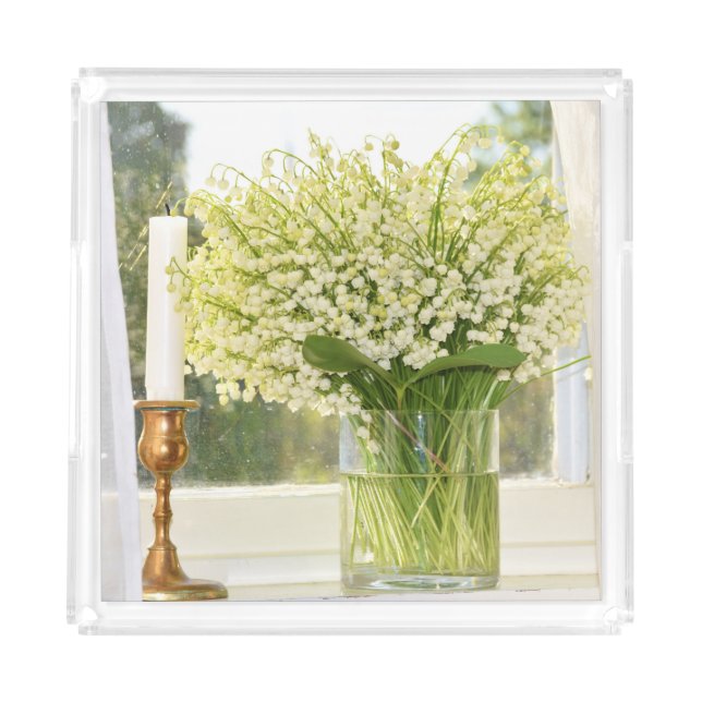 Bouquet of spring flowers, lilies of the valley acrylic tray (Front)