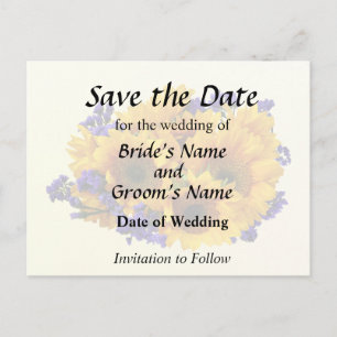 Bouquet of Sunflowers and Purple Statice Announcement Postcard