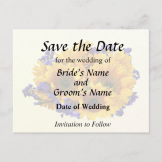 Bouquet of Sunflowers and Purple Statice Announcement Postcard