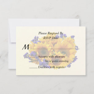 Bouquet of Sunflowers and Purple Statice RSVP Card