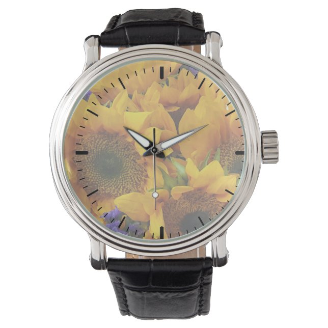 Bouquet of Sunflowers and Purple Statice Watch (Front)