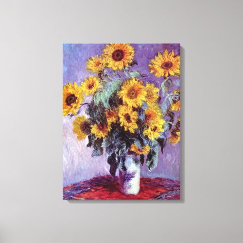 Bouquet of Sunflowers by Claude Monet Vintage Art Canvas Print