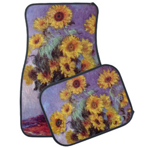 Bouquet of Sunflowers by Claude Monet, Vintage Art Car Floor Mat