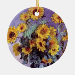 Bouquet of Sunflowers by Claude Monet, Vintage Art Ceramic Ornament