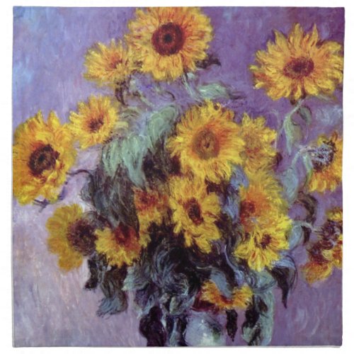 Bouquet of Sunflowers by Claude Monet Vintage Art Cloth Napkin
