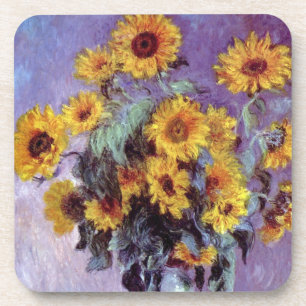 Bouquet of Sunflowers by Claude Monet, Vintage Art Drink Coaster