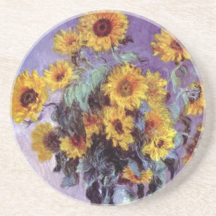 Bouquet of Sunflowers by Claude Monet, Vintage Art Drink Coaster