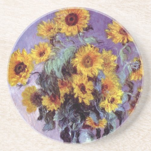 Bouquet of Sunflowers by Claude Monet Vintage Art Drink Coaster