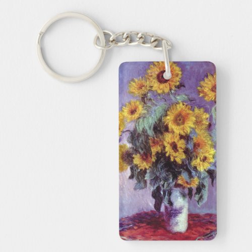 Bouquet of Sunflowers by Claude Monet Vintage Art Keychain