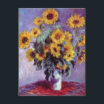 Bouquet of Sunflowers by Claude Monet, Vintage Art Postcard<br><div class="desc">Bouquet of Sunflowers (1881) by Claude Monet is a vintage impressionist fine art floral still life painting. Yellow blooming flowers from the garden. A bouquet of summer season sunflower in a vase. About the artist: Claude Monet (1840-1926) was a founder of the French impressionist painting movement with most of his...</div>