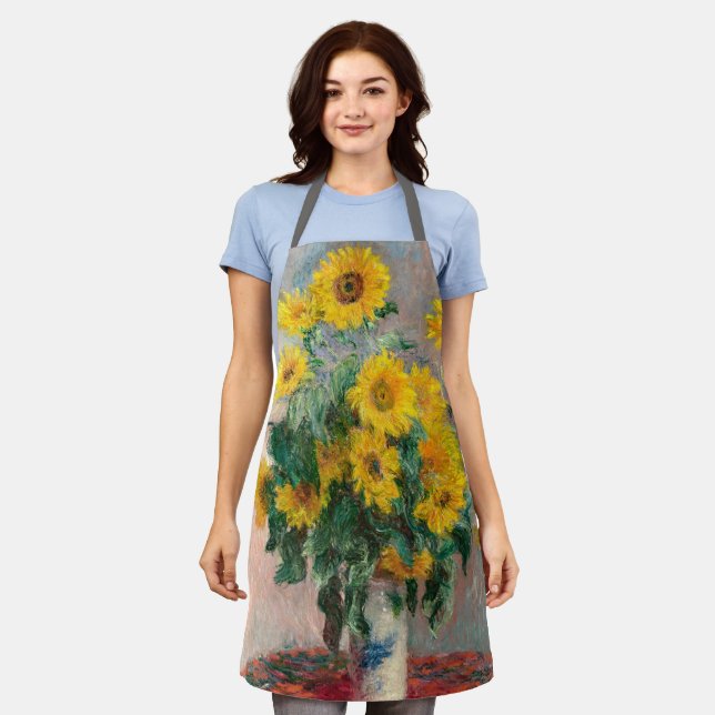 Bouquet of Sunflowers by Monet Impressionist Art Apron (Worn)