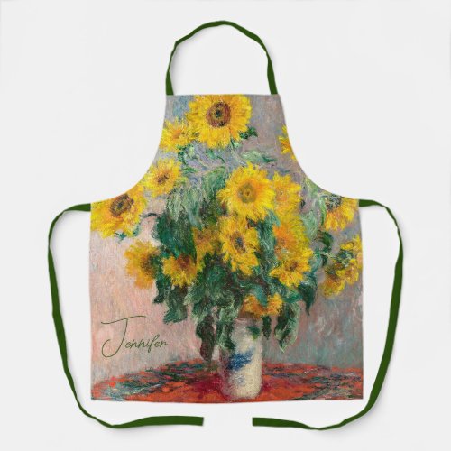 Bouquet of Sunflowers by Monet Impressionist Art Apron