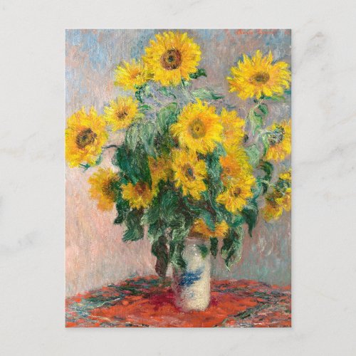 Bouquet of Sunflowers by Monet Impressionist Art Postcard