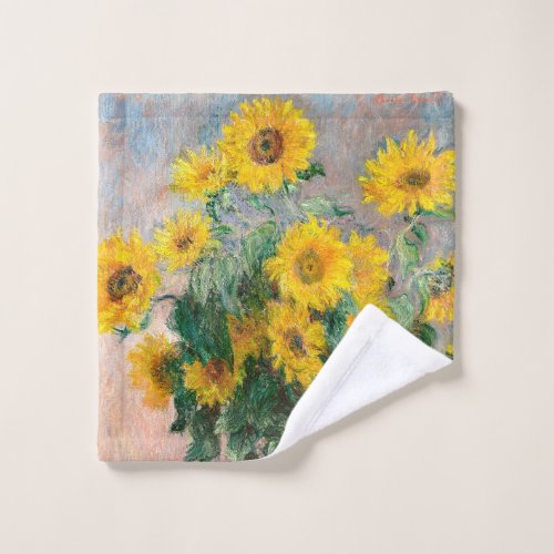 Bouquet of Sunflowers by Monet Impressionist Art Wash Cloth
