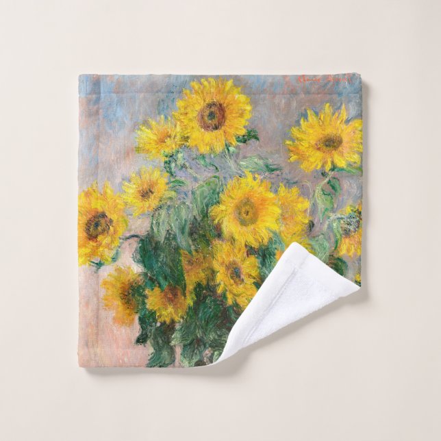 Bouquet of Sunflowers by Monet Impressionist Art Wash Cloth (Wash Cloth)