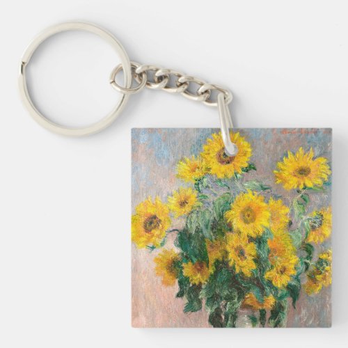 Bouquet of Sunflowers by Monet Impressionist Keychain