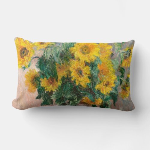Bouquet of Sunflowers by Monet Impressionist Lumbar Pillow