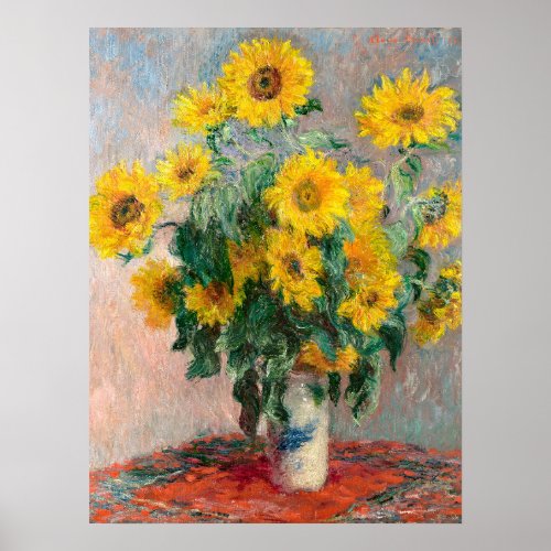 Bouquet of Sunflowers by Monet Impressionist Poster