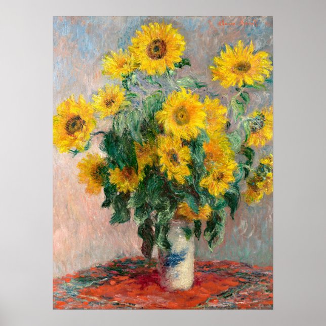 Bouquet of Sunflowers by Monet Impressionist Poster (Front)