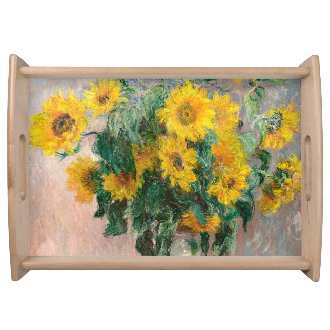 Bouquet of Sunflowers by Monet Impressionist Serving Tray (Front)