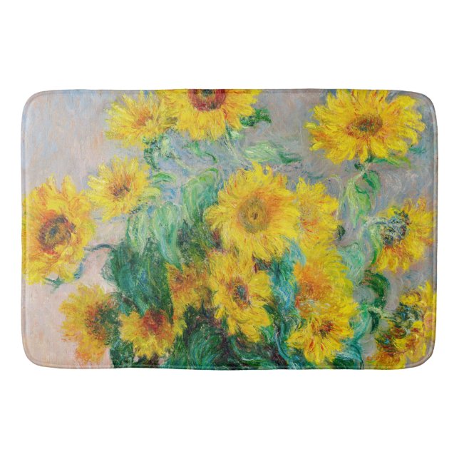 Bouquet of Sunflowers Claude Monet       Bath Mat (Front)
