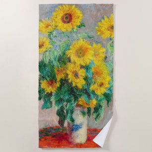 Bouquet of Sunflowers Claude Monet Beach Towel