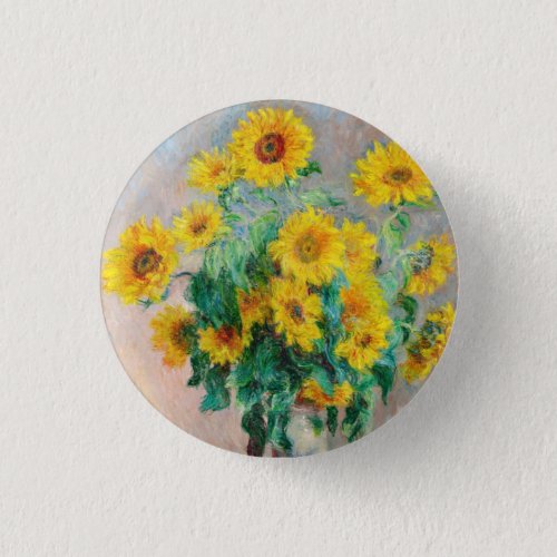 Bouquet of Sunflowers Claude Monet    Button