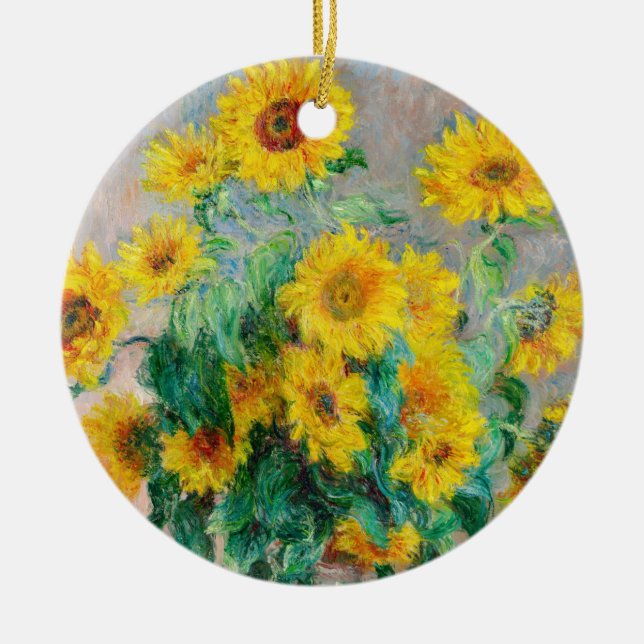 Bouquet of Sunflowers Claude Monet  Ceramic Ornament (Front)