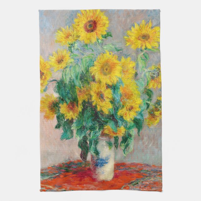 Bouquet of Sunflowers Claude Monet      Kitchen Towel (Vertical)